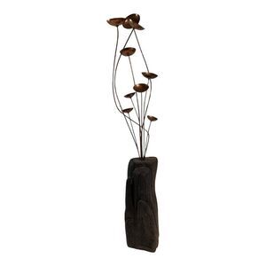 JH Brown Mid-Century Modern Brutalist Bells Mushrooms Metal Sculpture Driftwood